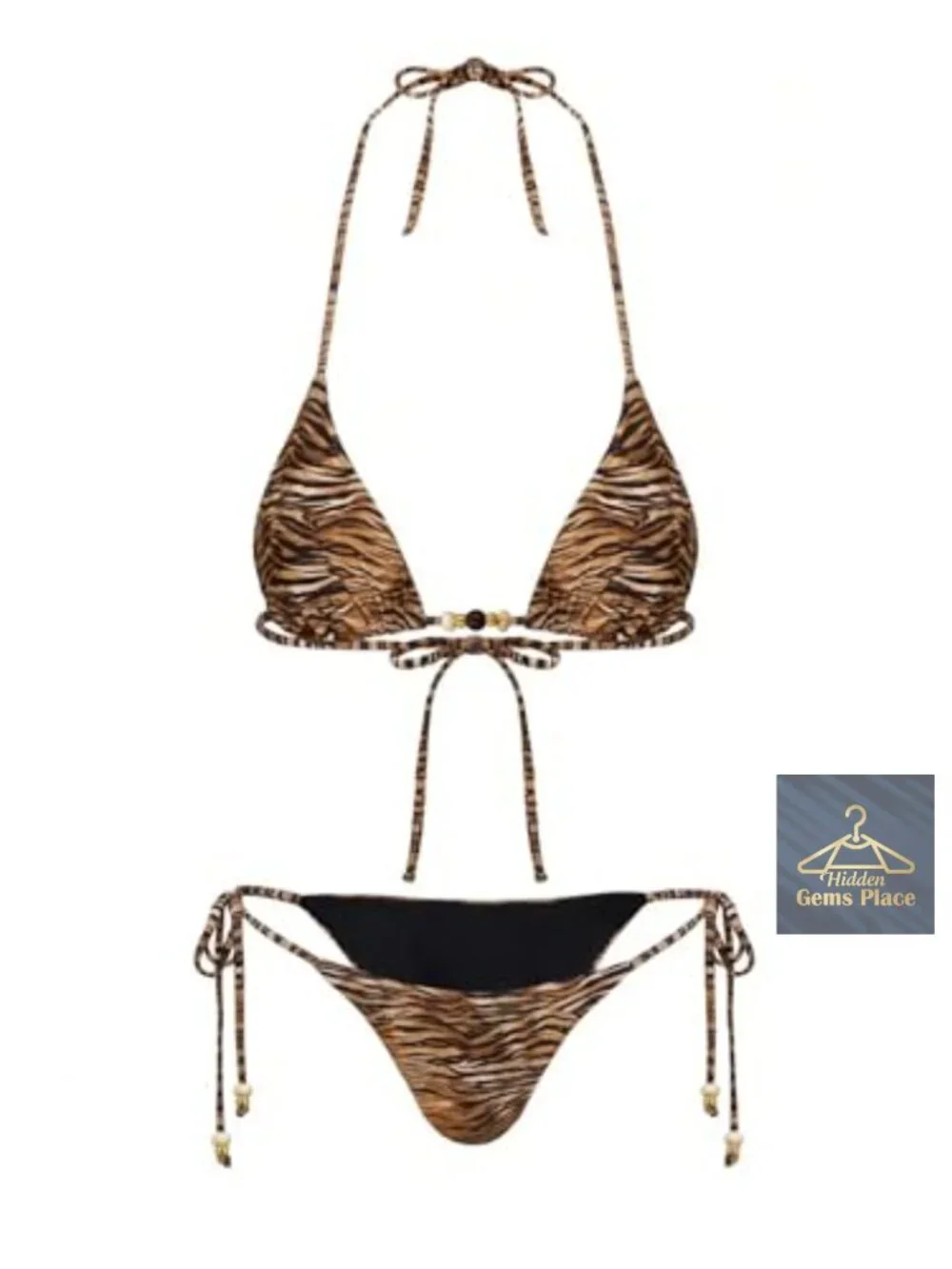 Women's 2 Piece Bikini Set Halter Triangle Cheeky Swimsuit Floral Boho
